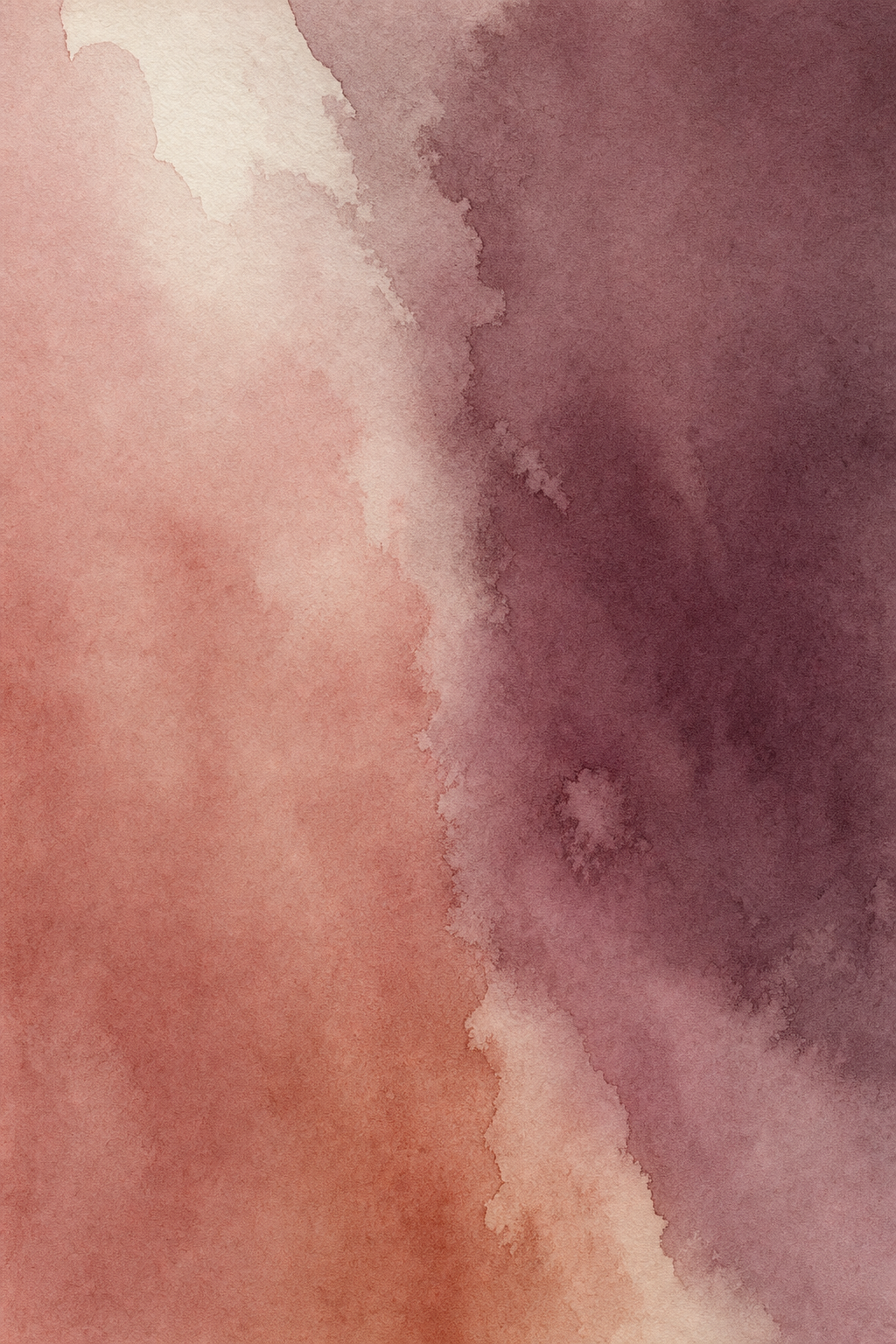 An abstract watercolor wash in dusty rose, warm terracotta, and muted plum tones, with two color fields meeting softly in the middle